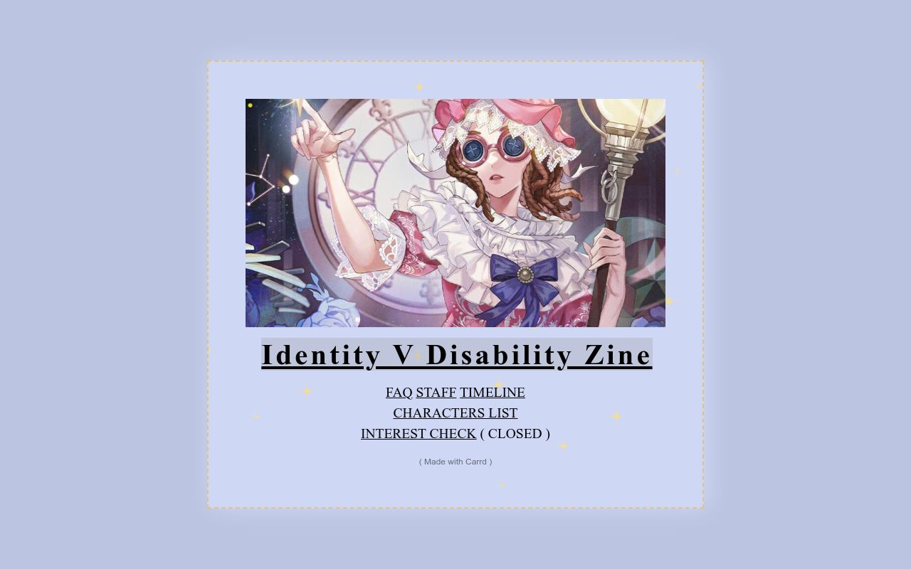 !identity v disability zine!